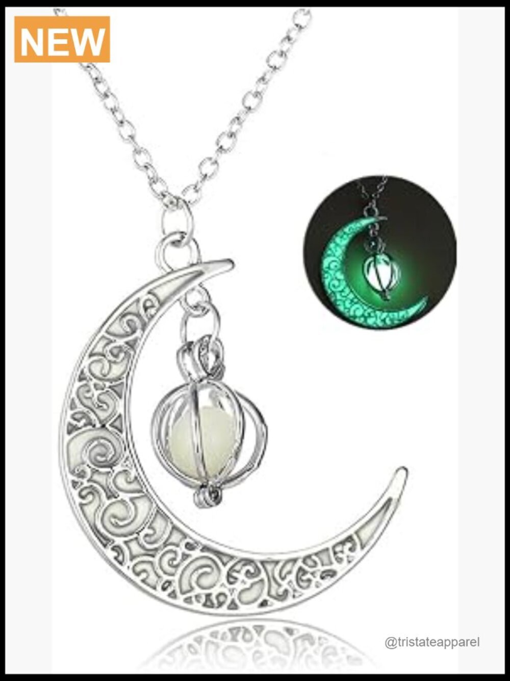 Glow in Dark Crescent Moon Pendant Necklace - Fantasy Fairy Magic Jewelry